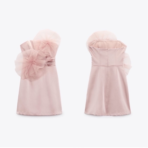 Zara Beige Pink Floral Mini Dress - Picture 5 of 17